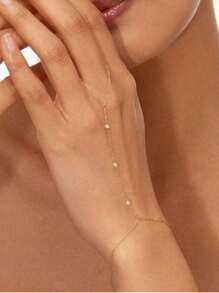 Ladies' Thin Gold Bracelet, 14K Gold-Plated Ring Chain, Rhinestone Beaded And Prong-Set Diamond Bracelet, Stylish And Simple Accessories, Mother's Day Gift For Mom, Adjustable