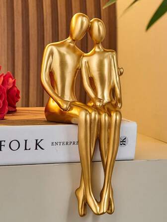 Abstract Art Couple Sculpture, Valentine's Day Gift, Home Decor, Modern Gold Decorative Rack, Resin Statue, Living Room Home Decor