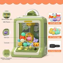 Dinosaur Claw Machine Toy-Doll Catcher Machine Children's Toys Boys Girls, Dollgrabbing Machine Toy, Mini Claw Machine, Includes 10 Plush Toys, 10twist Eggs, Eastergifts For Kids Birthday Gifts - 綠色 - 查看 3