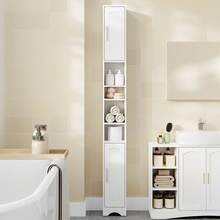 HaluPeit Bathroom Cabinet, Narrow High Bathroom Cabinet, Tall Bathroom Cabinet, Bathroom Cabinet With Open Compartment And Door, Adjustable Shelves, Space-Saving Bathroom Shelf, Bathroom Furniture, Modern, 20 * 20 * 180 Cm White - trắng - Xem 3