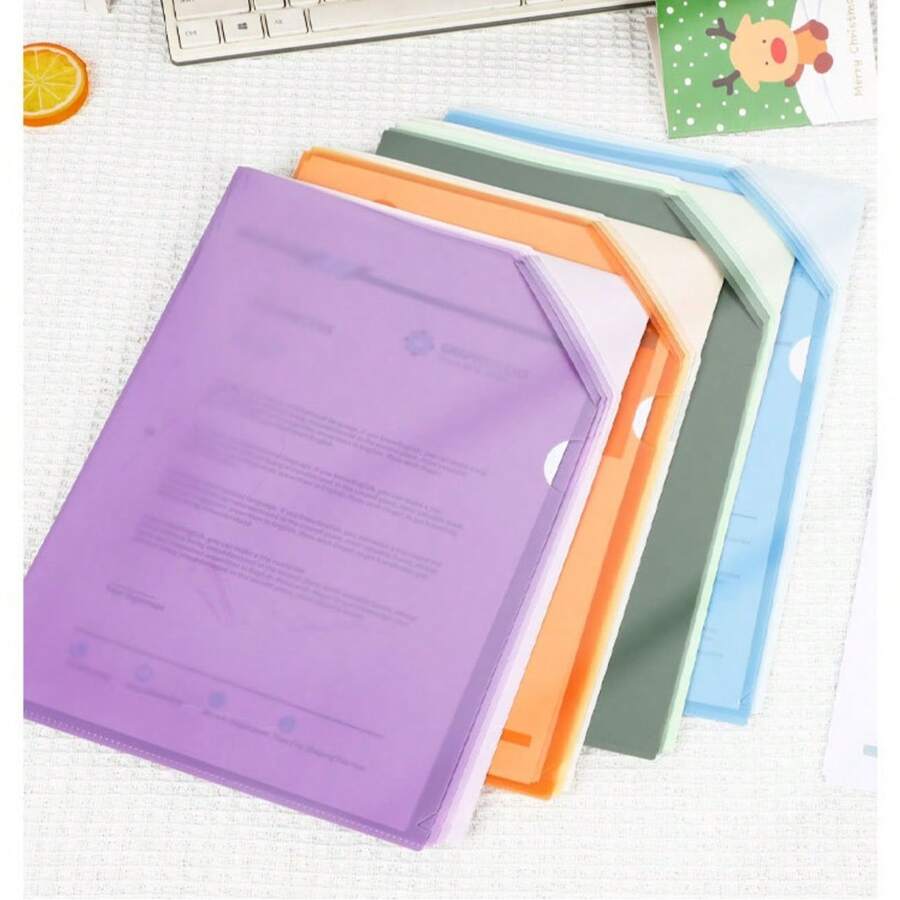 5 Stücke Dokumententasche mit Farbverlauf Dokumentenordner, transparenter Hüllen L-Typ wasserdichter Einzelseitenhalter A4 Dokumentenorganizer