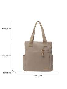 多口袋帆布背包、单肩包、手提包，适合大学生 - 卡其色 - 查看 6