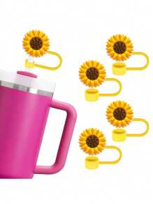 10mm 1/2/4pcs 向日葵硅胶吸管塞盖，大直径吸管防尘盖，适合 30 盎司和 40 盎司玻璃杯、杯子配件、节日礼物、厨房用品、圣诞礼物 - 彩色 - 查看 17