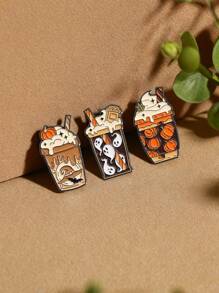 3pcs Ice Cream, Wizard Hat, Ghost & Pumpkin Brooches, Lapel Pins Accessory, Jewelry Gift Suitable For Friends To Wear On Halloween
