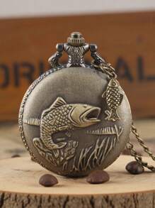 1 Stück Taschenuhr im Retrostil mit Klappdeckel, mechanisch, Halskette, Vintage europäischer Stil, geeignet für Männer und Frauen, Geschenkidee zum Geburtstag, für den Schulbeginn