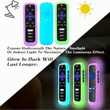 3 Pack Remote Cover For Roku TV Remote Control Battery Cover For  Hisense Roku TV Steaming Stick 4k 4K+ Roku Voice Remote Universal Silicone Sleeve Case With Glow In The Dark Blue Green Purple - 輝光藍色綠色紫色 - 查看 3