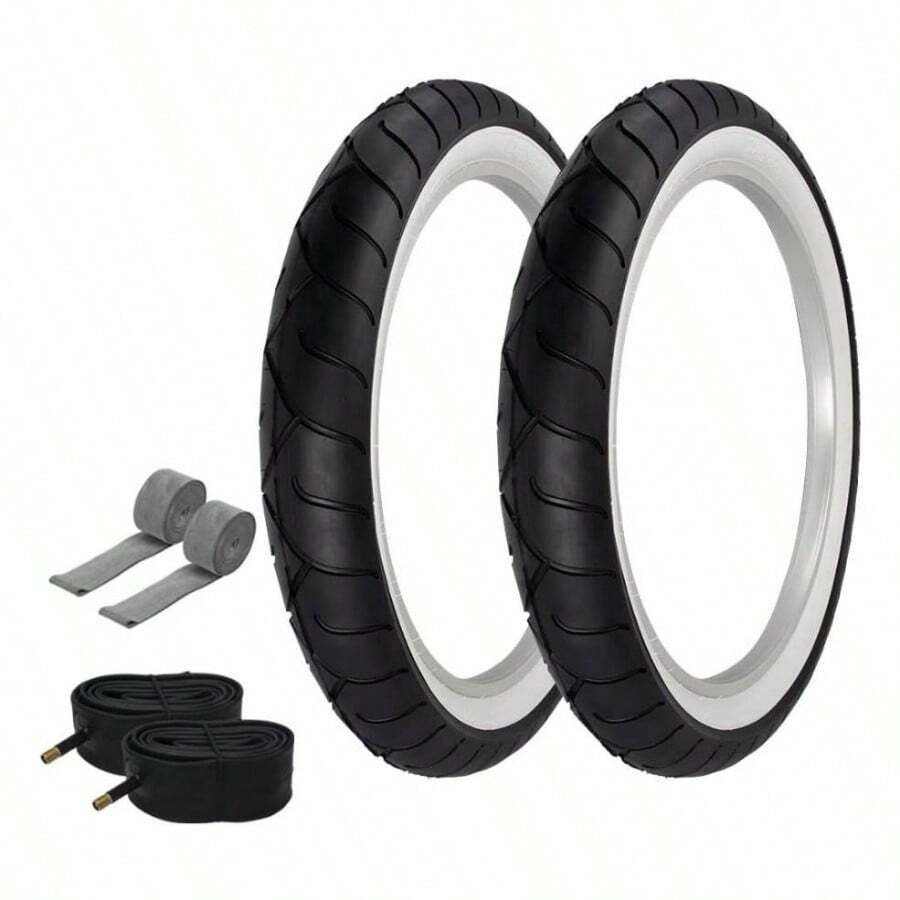 Pair Of Bicycle TIRE Fat Bike BMX/Electric Slick Clincher TIRE In 24 X 4.1/4 Black/White SIDEWALL(2) Tires W/Tubes  Rim Strips P1077