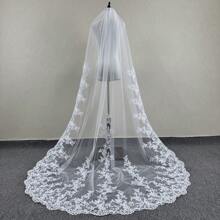Bride Wedding Long White Lace Veil Wedding Photo Photo Props Veils Full Of Mid-Length Veil