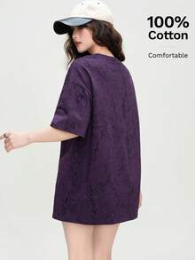 猫咪印花宽松休闲短袖T恤，日常穿着