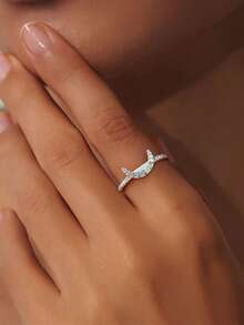 1 Set 925 Sterling Silver Luxury Sun & Moon Cubic Zirconia Stackable Rings, Women's, Perfect For Valentine's Day, Wedding, Birthday Party, Showcasing Exquisite Jewelry Style - Moon - View 2