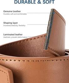 BOSTANTEN Belt Men Leather Reversible Belts Men 1 3/8 Casual Dress Pants, Two-In-One Belt - 003-棕色 - 查看 4