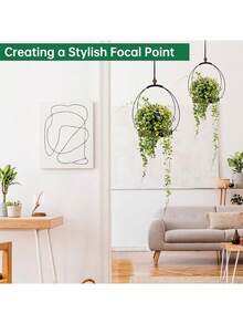 Indoor Plant Hanging Planter, Black Plant Hanger With Sturdy Wooden Base, Modern Boho Plant Holder For Wall, Ceiling, Window, Home Decor (Plants/Pots Not Included)