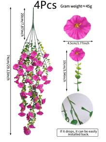 1/2/4PCS Artificial Flower UV Resistant Hanging Plant Silk Morning Glory Vine Eucalyptus Leaves Green Plant Decoration Anniversary Birthday Graduation Wedding Party Outdoor Family Room Porch Garden Courtyard Wall Spring/Summer Decoration