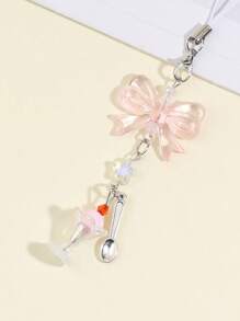 Cordón para teléfono móvil con diseño de lazo y helado de tres colores, adecuado como accesorio para mujer, llavero con forma de helado, colgante para funda de auriculares, accesorio para funda de teléfono, perfecto para mantener tu teléfono lindo y a la moda