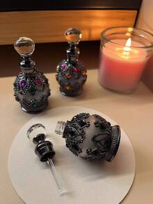 1pc 15ml Vintage Essential Oil Perfume Bottle, High-End Aromatherapy Bottle, Crystal Bottle, Refillable Aromatherapy Bottle, Fragrance Dispenser Glass Dropper Bottle For Women, Holiday Travel Essential Oil Dispenser Bottle (With Glass Dropper), Retro Dubai Style Bottle, Mother's Day Gift, Women's Gift, Valentine's Day Gift, Travel Supplies, Suitable For Living Room, Bedroom, Beauty Salon (Bottle Only, No Perfume Included), Birthday, Graduation Gift - Multicolor - View 8