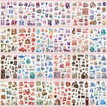 复古剪贴簿贴纸 480 张预切人物/花朵贴纸，适用于剪贴簿，和纸贴纸，用于日记，日记贴纸，成人剪贴簿用品 - 彩色 - 查看 9