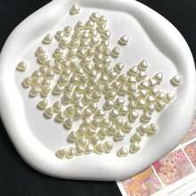100pcs Shimmering Love Pearl Confetti , Faux Pearl Design Romantic Sprinkling Decor For Weddings Parties Holidays Favor Props,DIY Crafting Bracelets, Earrings, Pendants, Accessories(Heart,Star,Bow,Sakura,Beads),Size 8*9mm(0.315*0.354in)