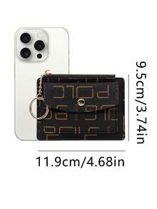 Letter Print Thin Card Holder, Portable Small Card Wallet, Coin Purse, Key Ring Card Sleeve - Multicolor - View 2