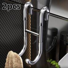 1pc Stainless Steel Towel Hook, Punch Free Bathroom Partition Hook, Heavy Duty Hook Rack For Robe, Towel, Over The Door Hook For Bathroom, Kitchen Multi-Scale Use, Bathroom Accessories