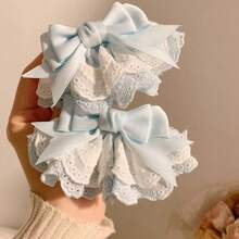 1-10pcs Elegant Lace Bow Hair Clips For Women, Suitable For Lolita Style, Bangs, Ponytail ,Hair Accessory ,School Accessories, Claw Clips, Hair Slide, Hair Claws - Pink - View 14