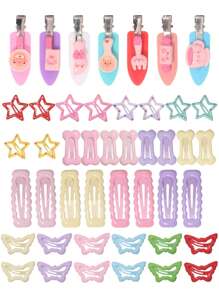 45 Stück/Pack Mehrfarbige Mini Schwein, Stern, Schmetterling Muster Haarclips geeignet für Frauen, Party & Streetwear, Y2K bunte Metall Süße Haarclips, Haarspangen, Klammern, Haarklammern, Haarspangen