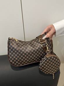 Bolso tipo hobo con estampado geométrico, ligero y de vestir casual con cremallera y monedero para adolescentes, mujeres, estudiantes universitarias, principiantes y trabajadores de oficina. Perfecto para la oficina, la universidad, el trabajo, los traslados, el exterior, los viajes y las salidas. Bolso de mujer con una pequeña bolsa para monedas