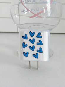 5 件蓝色心形设计 20W/18W 手机充电器套装，包含充电线、保护套和适配器外壳，适用于 11 12 13 14 15 16 17 - 藍色 - 查看 2