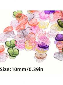 100 piezas / lote Cuentas acrílicas transparentes con forma de flor de 3 pétalos de 10 mm - Ideales para hacer pasadores de pelo, llaveros, cadenas de teléfono, collares y accesorios de joyería y manualidades DIY