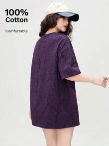 Heart Printed Loose Casual Short Sleeve T-Shirt For Daily Wear