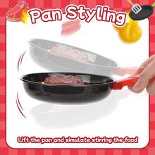 8 件套儿童厨房玩具配件，幼儿假装烹饪玩具套装，包括玩具锅、平底锅、餐具、炊具、玩具食品套装、蔬菜罐头玩具、学习礼物 - 彩色 - 查看 6
