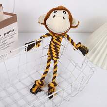 1 pieza Muñeco de peluche con cuerda para mascotas, muñeco de perro con forma de animal de dibujos animados resistente a mordeduras, artículo de alivio del aburrimiento para autoactividad, solo para uso de mascotas