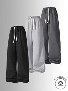 1 Piece Men's Outdoor Casual Wear Pants - All Seasons - Casual Wide Leg Sweatpants With Basic Drawstring Waistband And Cuffs