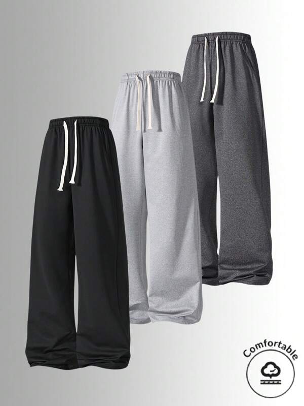 1 Piece Men's Outdoor Casual Wear Pants - All Seasons - Casual Wide Leg Sweatpants With Basic Drawstring Waistband And Cuffs
