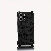 Funda para teléfono con diseño de enredadera negra. Funda con cuatro esquinas para colgar. Compatible con phone 14 Pro, 16 Plus, 15, 13 y 12. Fundas de TPU suaves con estampado. - Colores mixtos 2 - Ver 1