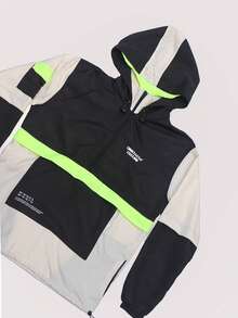 ANORAK URBAN CHAMELEON WINDCUT JACKET HOOD Autumn Spring Oversized Knot Zipper Men's - 霓虹綠 - 查看 4