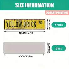 قطعة واحدة ، ديكور معدني مسطح 2D بطراز قديم، لافتة طريق الطوب الأصفر المعدنية ، ديكور حائطي لصالح المنزل والمقهى والمرآب والضيعة والحمام والمطبخ والحديقة , أساليب مختلفة من مواضع الثقوب