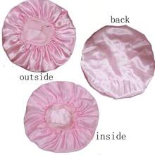 Nightcap Women Curly Hair Pink Satin Hat Silk Hat Sleeping Hair Cap Adjustable Hat Nightcap