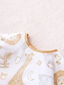 1件长袖围兜，婴儿幼儿防水带袖围兜，适合6-36个月宝宝，可重复使用，带接物口袋（云熊、长颈鹿、熊头图案） - 彩色 - 查看 8