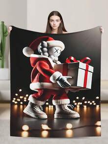 Kawss Kawaii Kaw  Anime-Themed Plush Flannel Blanket - Soft Cozy All-Season Throw For Couch, Bed & Home Decor,Print Blanket Perfect Valentine's Day Or Birthday Gift In Mixed Colors