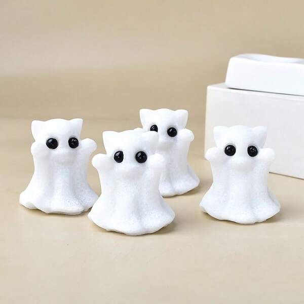 CUPIDCRYSTAL Natural Crystal Carved Cute Cat Ghost, Halloween Gift, Carved From White Marble, Suitable As A Decorative Item For Home Decoration