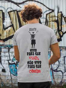Casual Cotton T-Shirt ChorãoJr Skate Singer - 灰色 - 查看 1