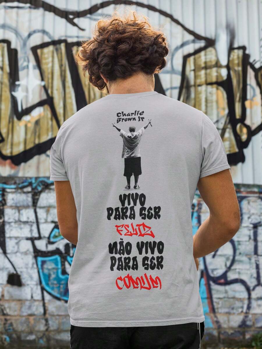 Casual Cotton T-Shirt ChorãoJr Skate Singer - 灰色 - 查看 1