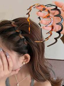 1 pieza/2 piezas/3 piezas - Diademas grandes y onduladas con estampado de leopardo elegante para mujer, aro para el cabello volumizador para uso diario, diadema ondulada para que las mujeres salgan a lavarse la cara