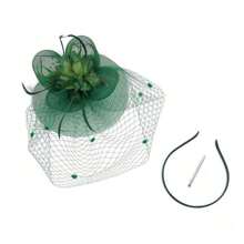 1pc Bridal Headdress Vintage Veil Banquet Dress Net Yarn Feather Cocktail Dress Hair Accessory
