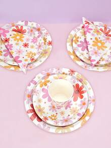 10 pièces Set de vaisselle de fête Daisy groovy : assiettes, gobelets, serviettes. Fournitures de fête Daisy. Ensemble rétro hippie boho de fleurs Daisy boho. Gobelets en papier, couverts de fête. Décorations pour anniversaire, baby shower, mariage, fête hippie Daisy - Multicolore - Voir 4