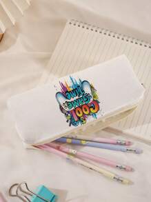 1 件卡通游戏机图案灯芯绒铅笔盒，文具收纳袋，双面印花文具袋，便携式多功能办公文具铅笔收纳，送给同学、朋友、宰牲节、节日、学校用品、返校的礼物