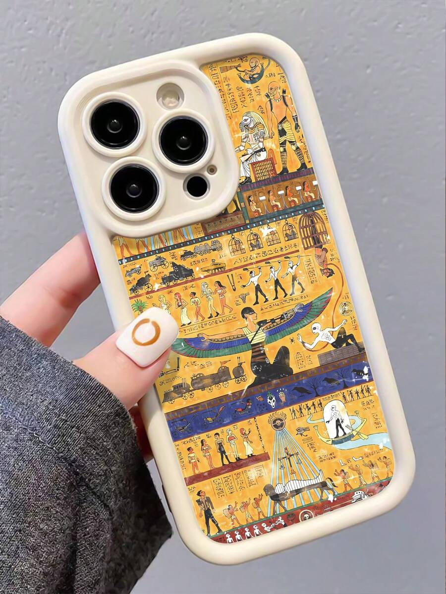 1pc Fashionable Ancient Greek Artistic Pattern Thick Anti-Knock Anti-Fingerprint Full Protective Soft Phone Case, Compatible With IPhone 16/16 Pro/16 Plus/15/15 Pro Max/15 Pro/11/12/13/14 Pro Max/11 Pro/11 Pro Max/12 Pro/12 Pro Max/13 Pro/13 Pro Max/14 Pro/14 Pro Max/16 Pro Max/16/16 Pro/16 Plus - Multicolor - View 1