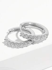 1 Pair Elegant And Fashionable Delicate Minimalist 925 Sterling Silver Artificial Zirconia Pink Bow Pendant Design Hoop Earrings, Suitable For Women's Parties And Gatherings, Gift