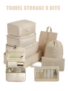 7/9件套/1 旅行收纳袋，旅行配件旅行必需品沙滩行李箱手提箱化妆包旅行包收纳袋行李套装沙滩包手提包大学必需品 - 彩色 - 查看 19