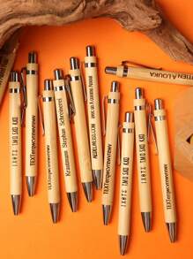 100pcs Customizable Retractable Bamboo Ball Pens - Personalized Engraving, Medium Black Ink, High Quality Smooth Writing, Suitable For Office, Events, Gifts And Art Projects, Stationery